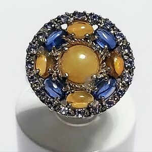 Tanzanite Ethiopian Opal Kyanite Sterling Silver Ring